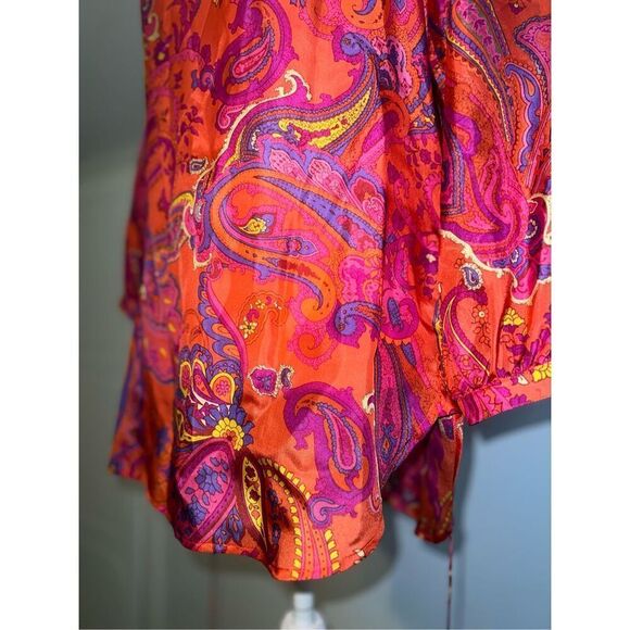 Ralph Lauren 100% Silk Paisley SemiSheer Tunic Top Small - Picture 10 of 11